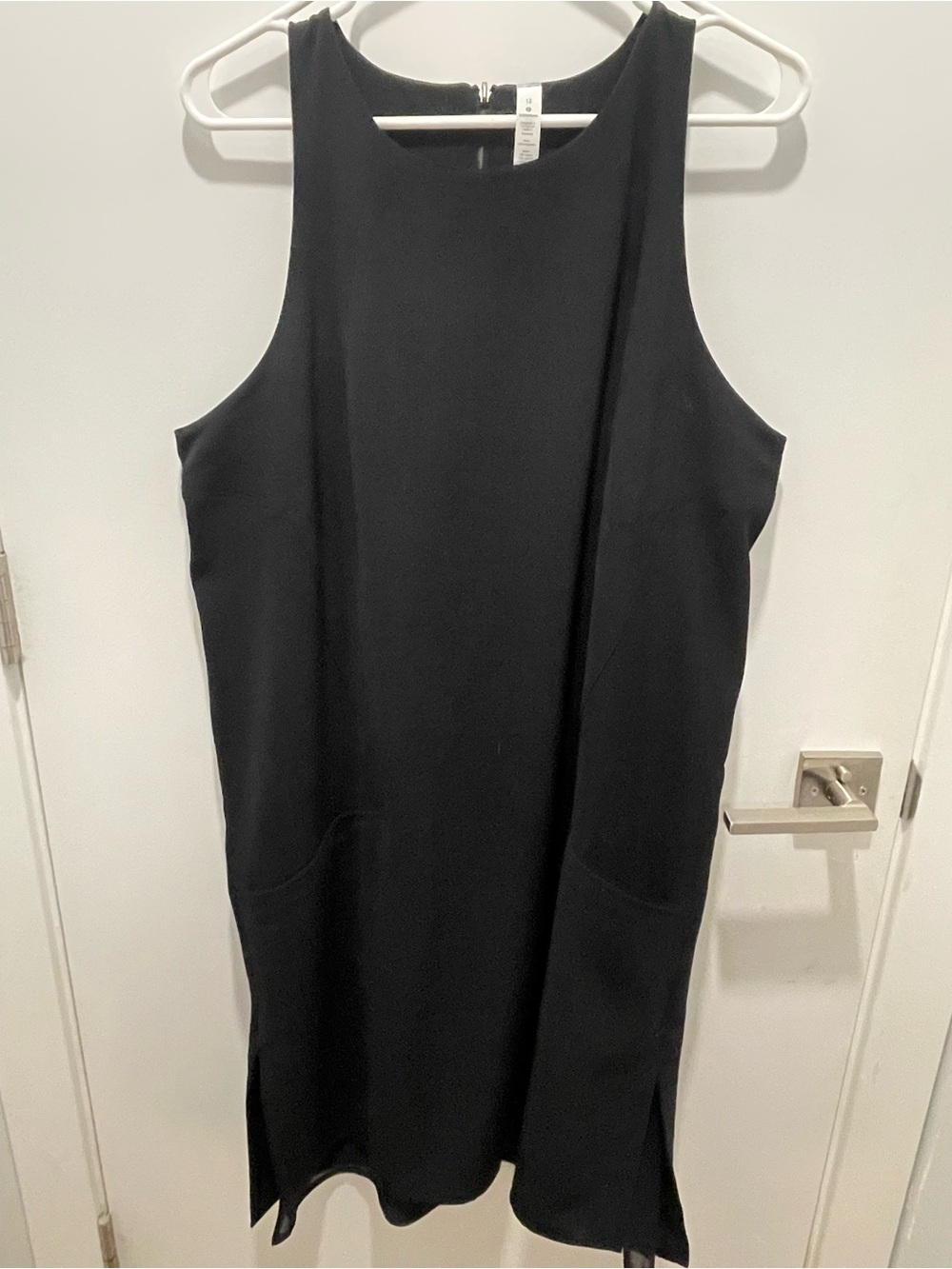 lululemon athletica Black Sleeveless Midi Shift Dress with Side Slits